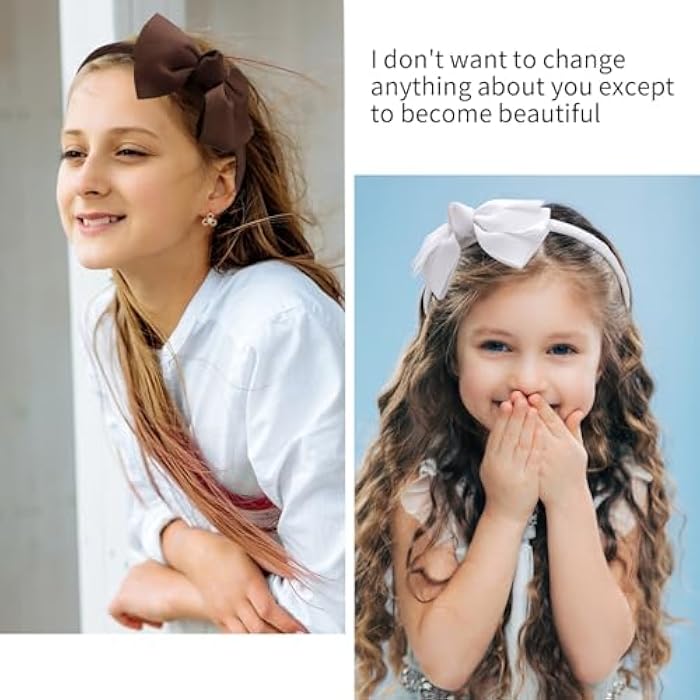 VELSCRUN 5pcs Bows Headbands for Girls 5inch Girls Hair Bows Large Coquette Ribbon Hair Bow Girls Head Bands Big Hair Bow Hair Band Hair Accessories for Women School Stuff for Teen Girls Gifts B - Image 4